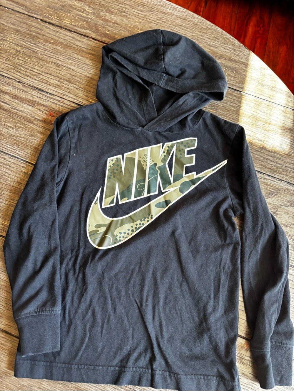 Nike boys Black Hoodie with Camo Logo